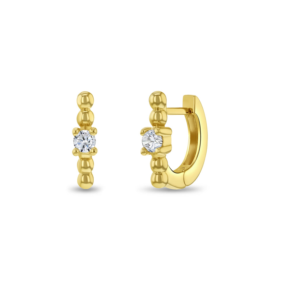 14k Gold Polished Front CZ Clear 6mm Baby / Toddler / Kids Earrings Ho
