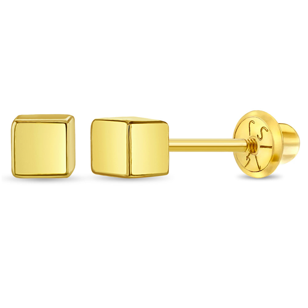 14k Gold Tiny Square Women's Earrings