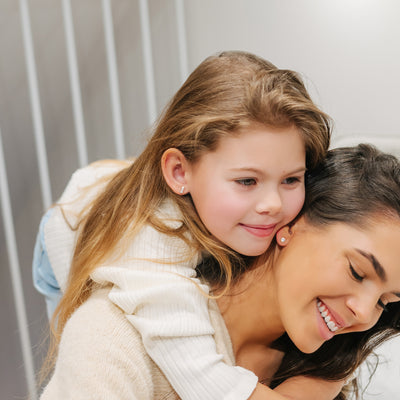 14k Gold Clear CZ Bar Toddler / Kids / Girls Earrings Safety Screw Back