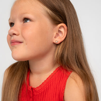 14k Gold Curious Crab Kids / Children's / Girls Earrings Safety Screw Back