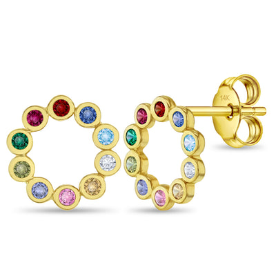 14k Gold Multicolored Openwork Kids / Preteen / Teen Earrings