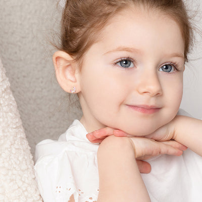 14k Gold Simply Unicorn Baby / Toddler / Kids Earrings Safety Screw Back Enamel