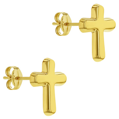 14k Gold Elegant Cross Kids / Teen Earrings
