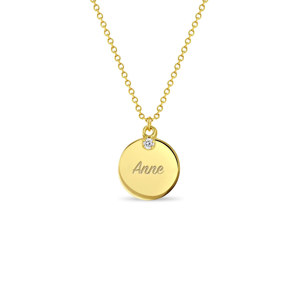 14k Gold Round Engravable Tag ID 16