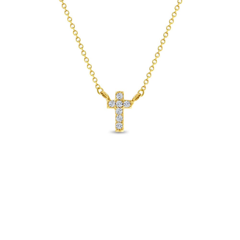 14k Gold Dainty CZ Cross 16