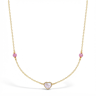 14k Gold Mother of Pearl Heart Kids / Children's / Girls Necklace