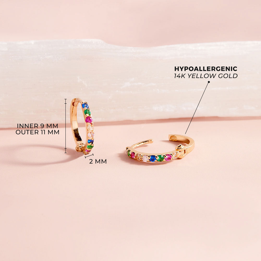 14k Gold Prismatic Women's Hoop Earrings