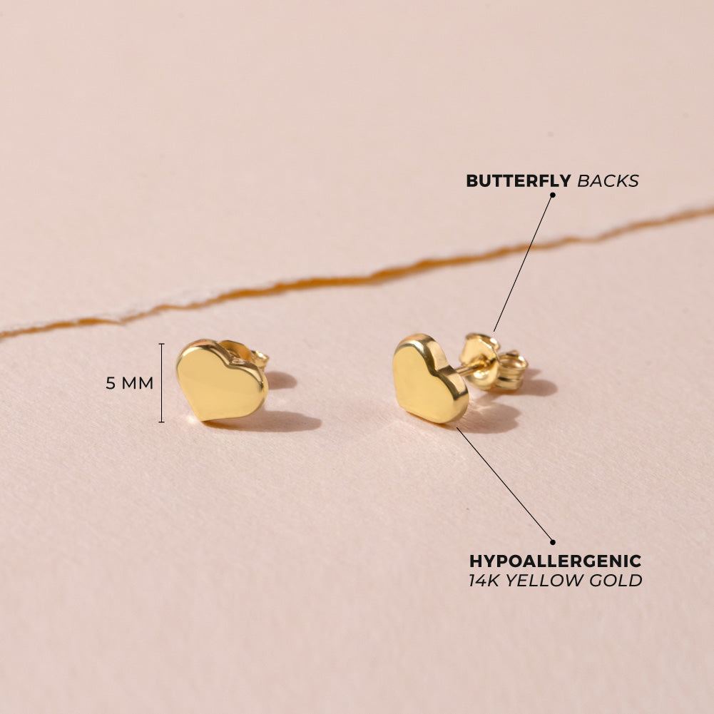 14k Gold Mini Heart Women's Earrings