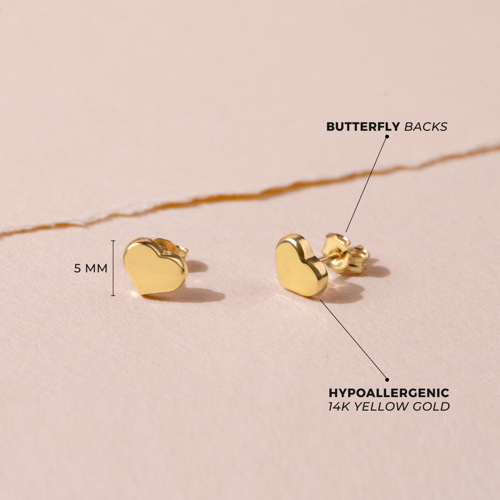 14k Gold Mini Heart Women's Earrings