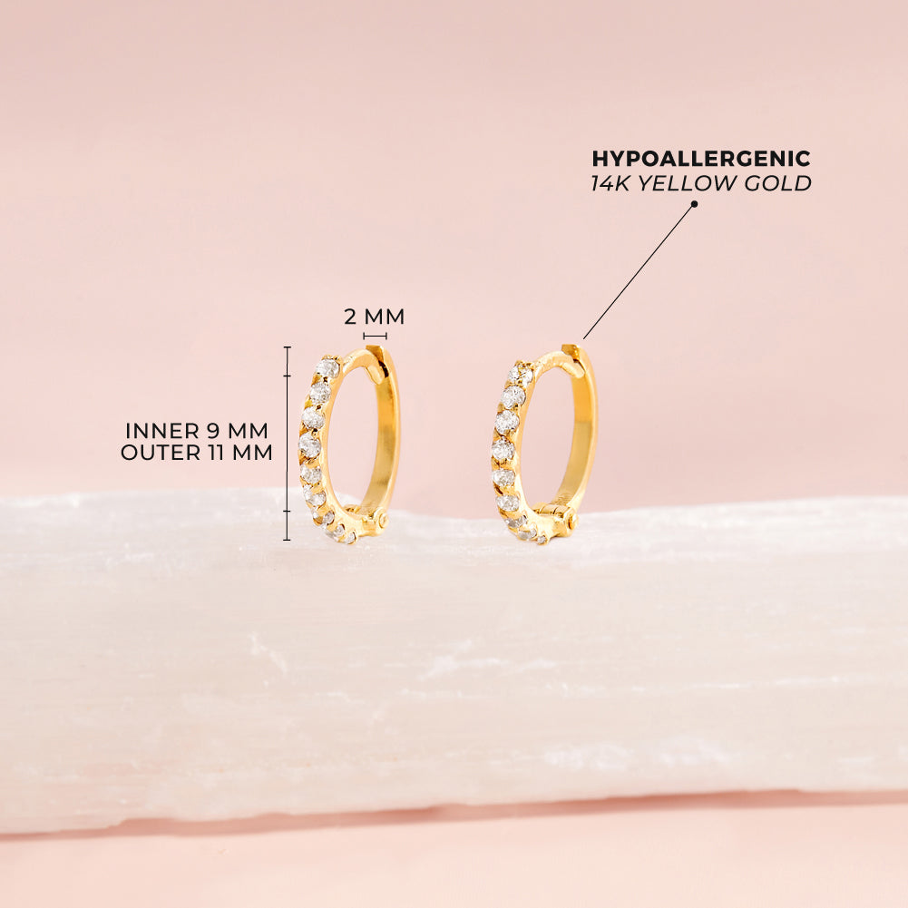 14k Gold Pave Classic Clear CZ Women's Earrings