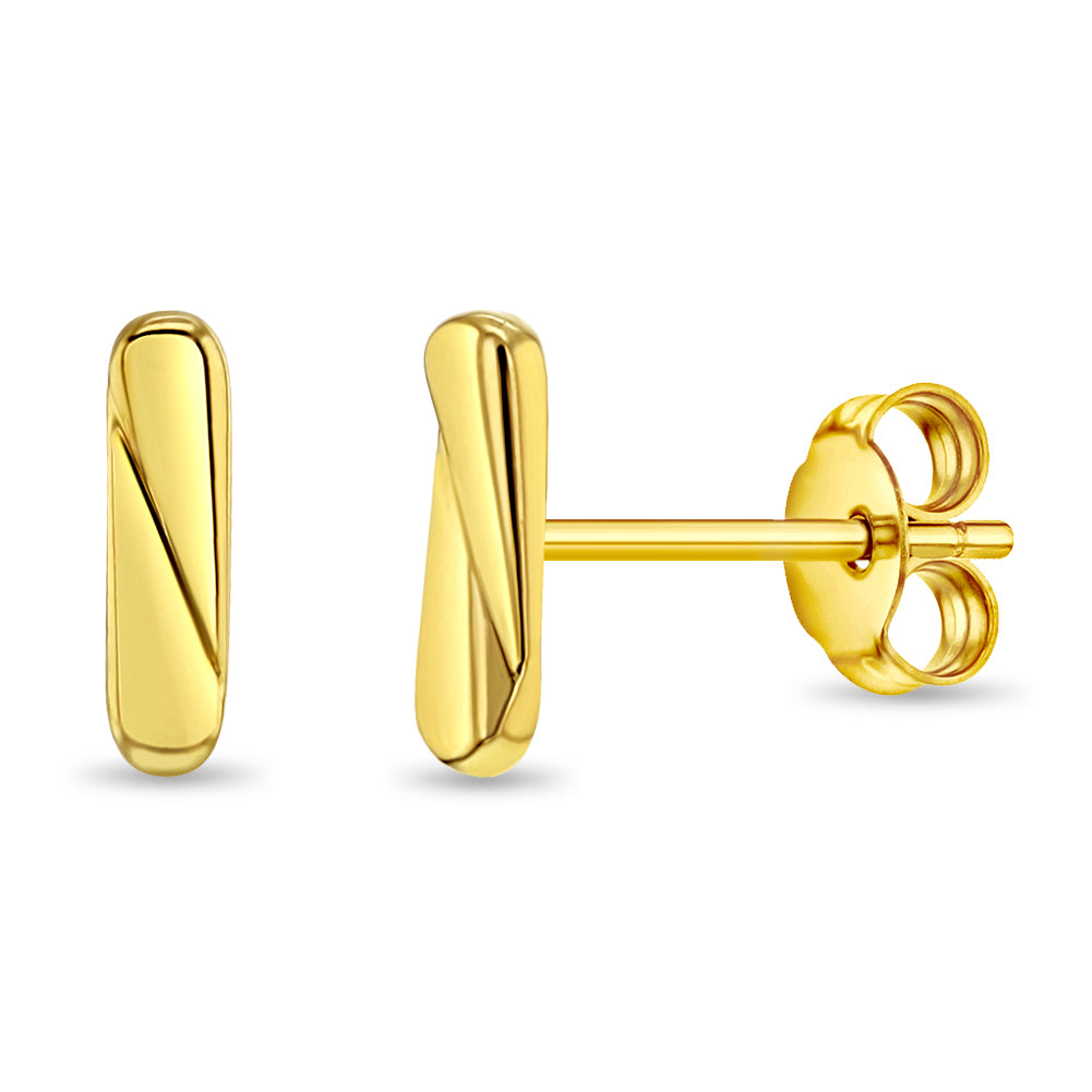 14k Gold Polished Bar Women's Earrings
