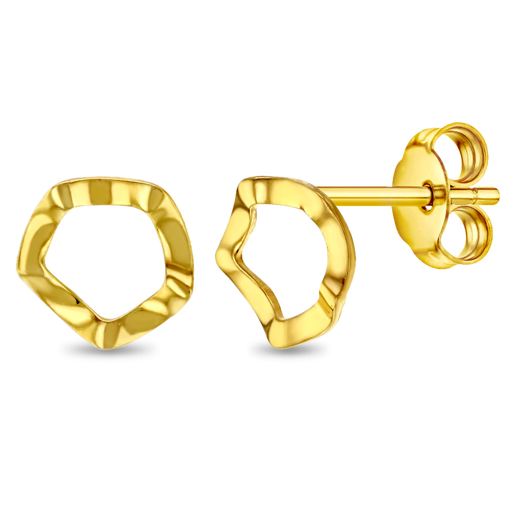 14k Gold Hammered Round Women's Earrings