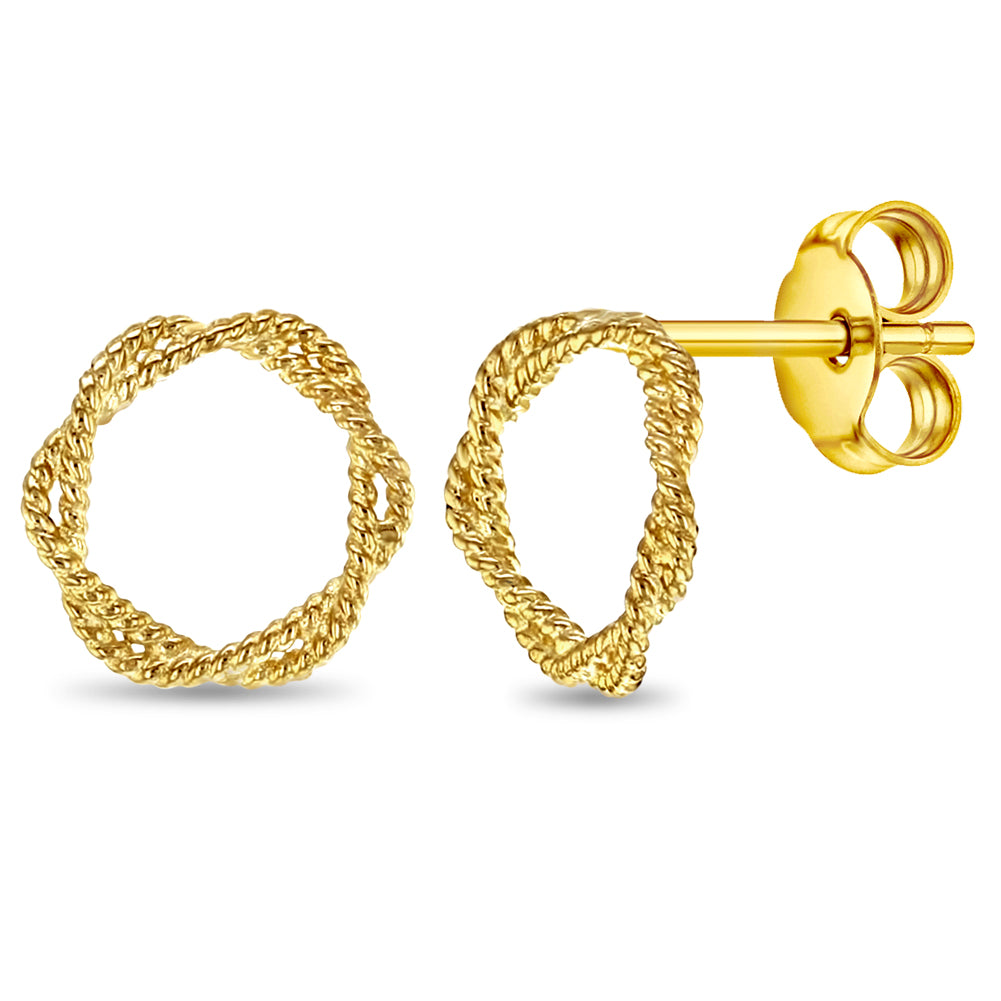 14k Gold Twisted Rope Open Women's Earrings