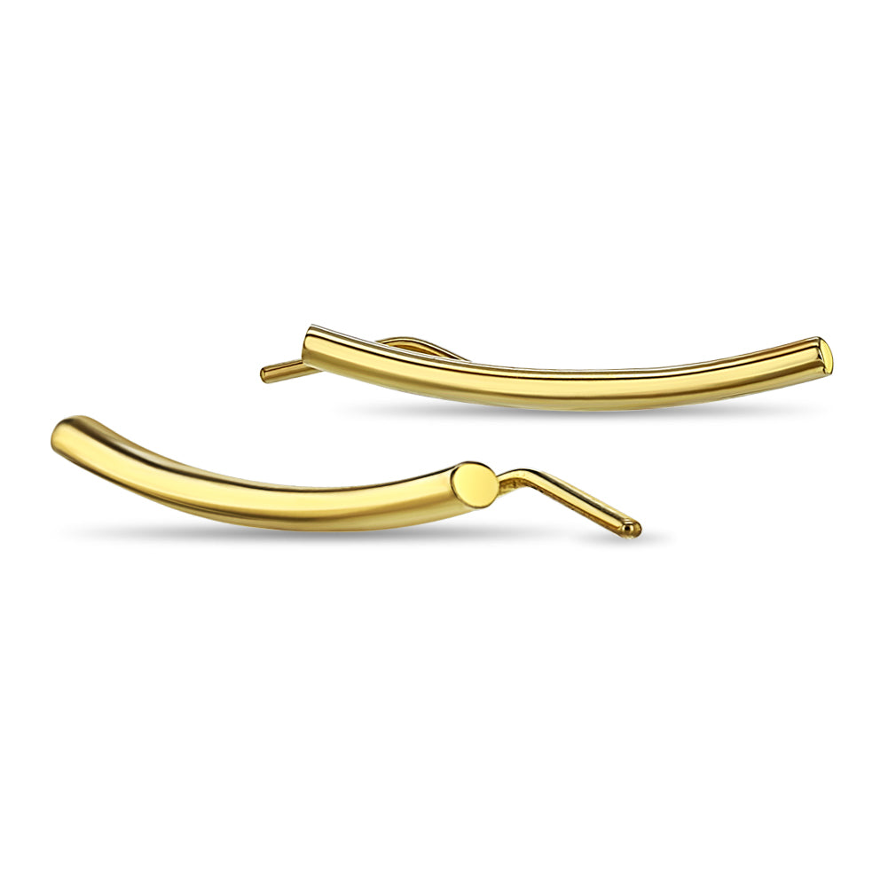 14k Gold Curved Bar Cuff Women's Earring