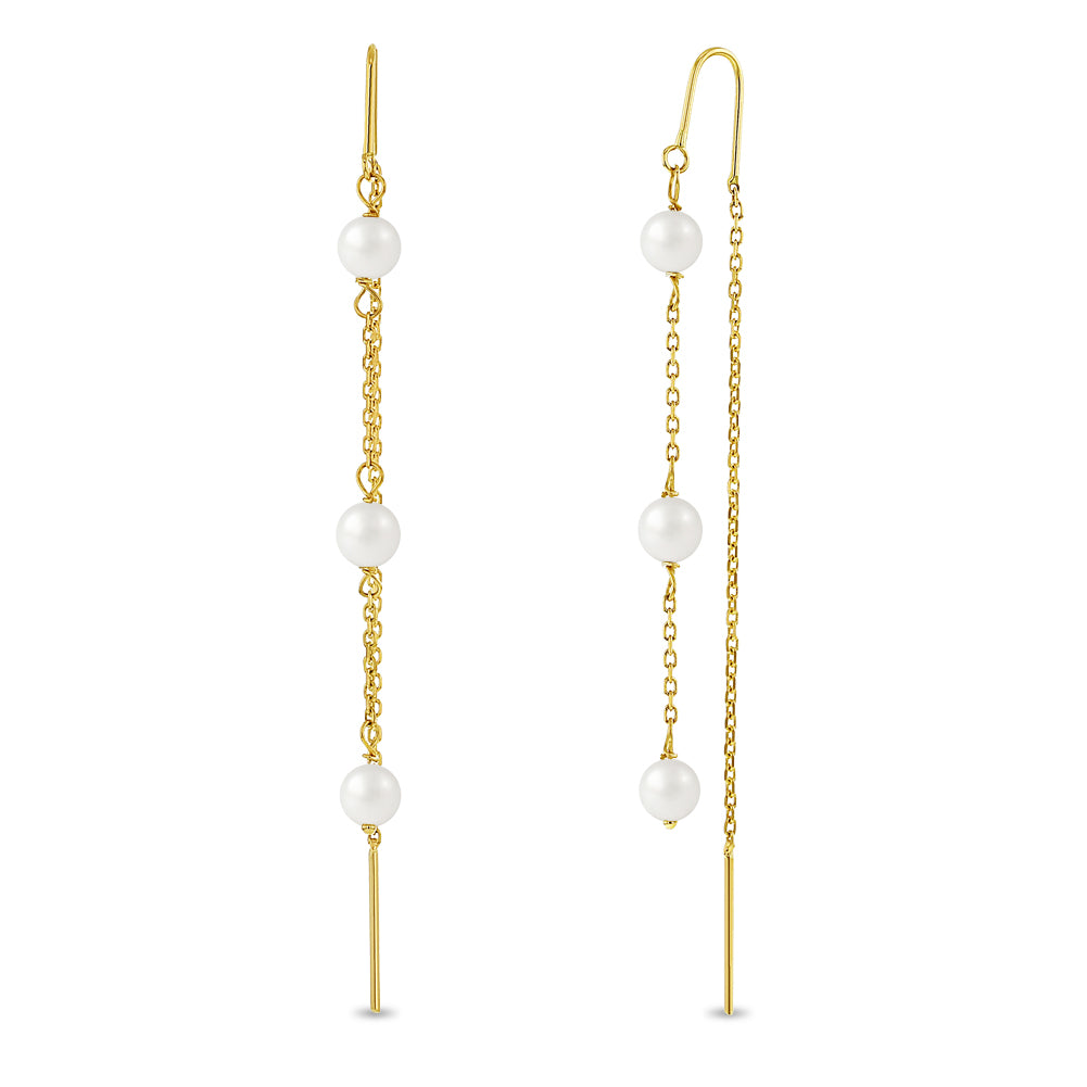 14k Gold Dangled Pearl Women's Earrings