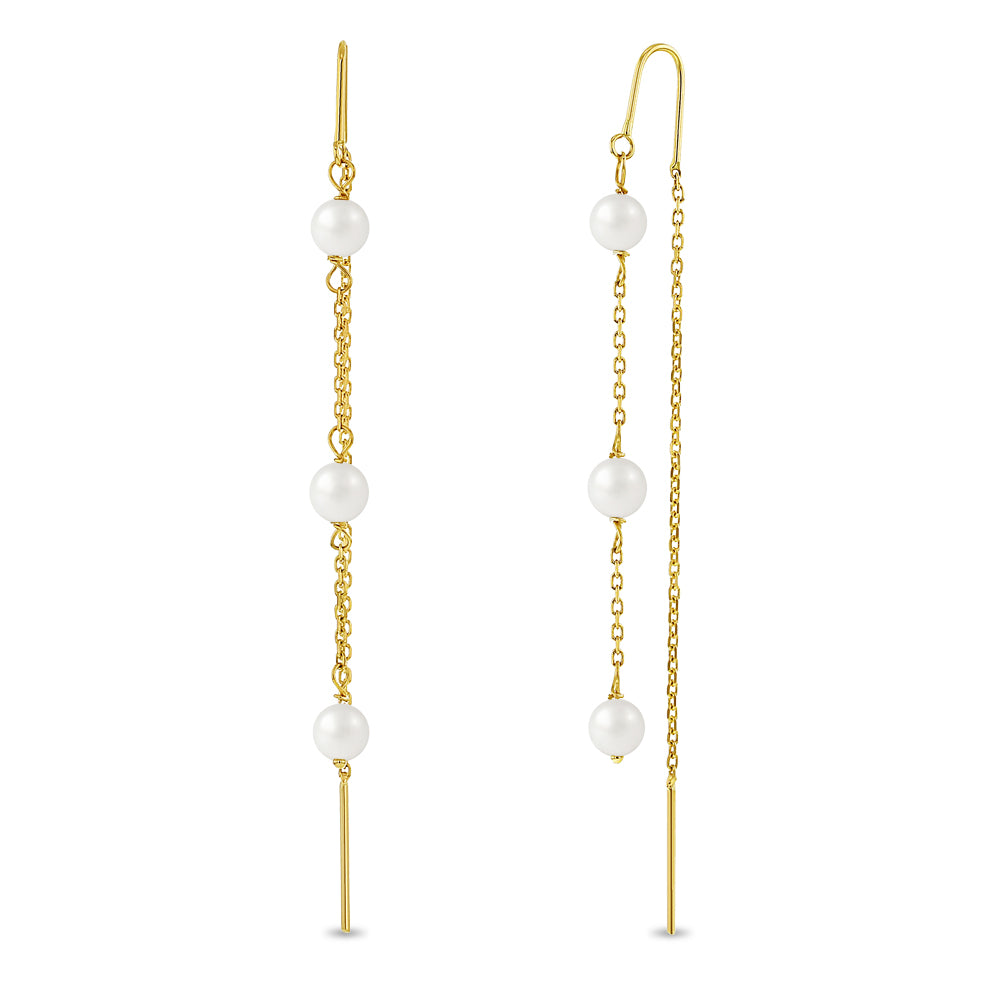14k Gold Dangled Pearl Women's Earrings