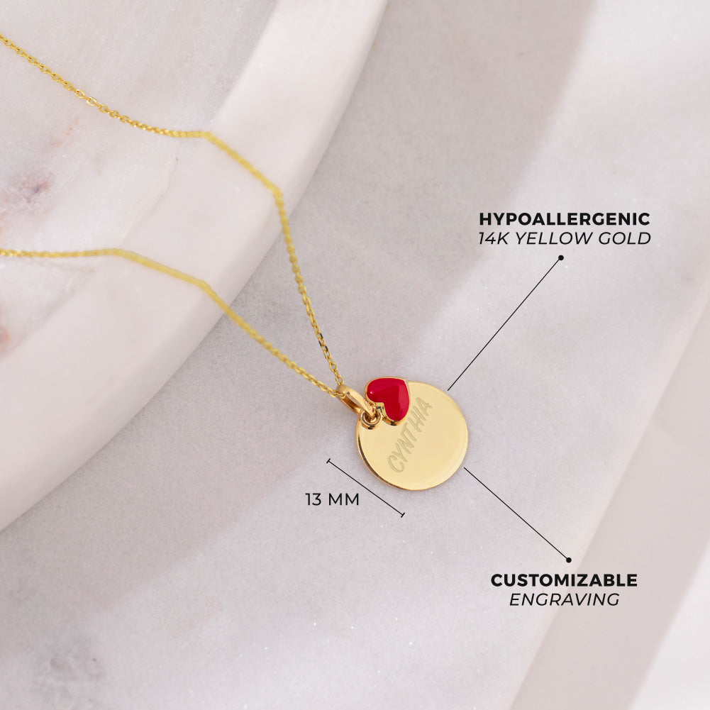 14k Gold Heart Charm Medal Women's Pendant/Necklace