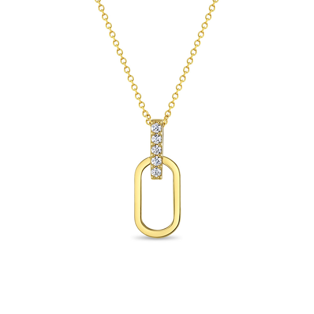 14k Gold Paperclip CZ Women's Pendant