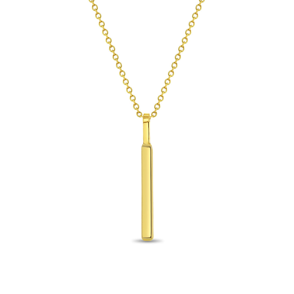 14k Gold Engraved Bar Women's Pendant