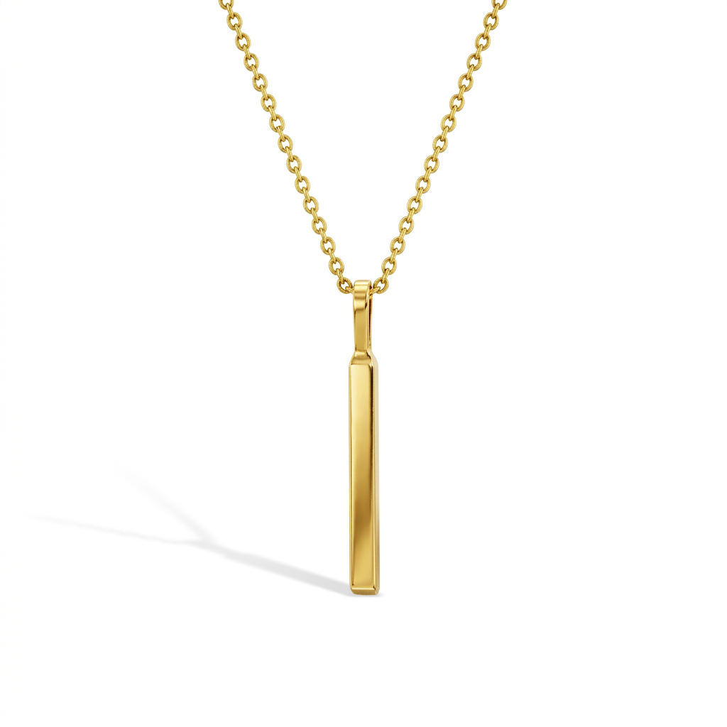 14k Gold Engraved Bar Women's Pendant
