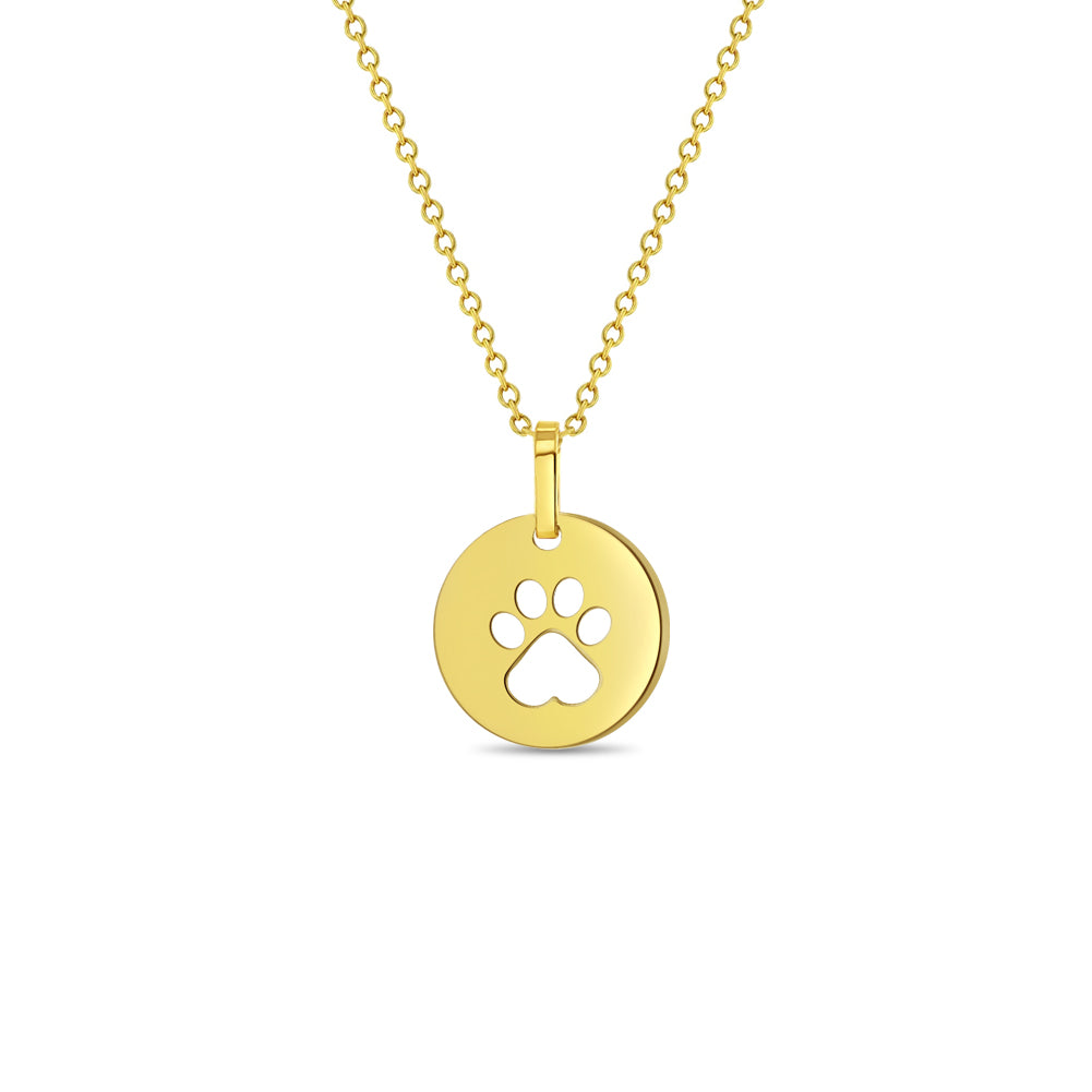 14k Gold Dog Paw Medal Women's Pendant/Necklace