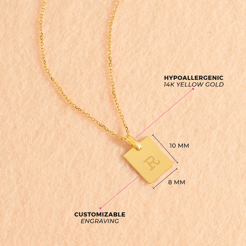 14k Gold Square Tag Women's Pendant/Necklace