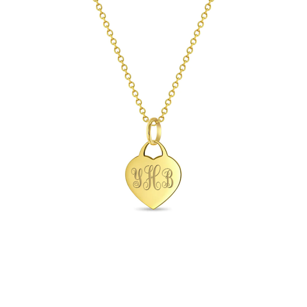 14k Gold Engraved Medal Heart Women's Pendant/Necklace