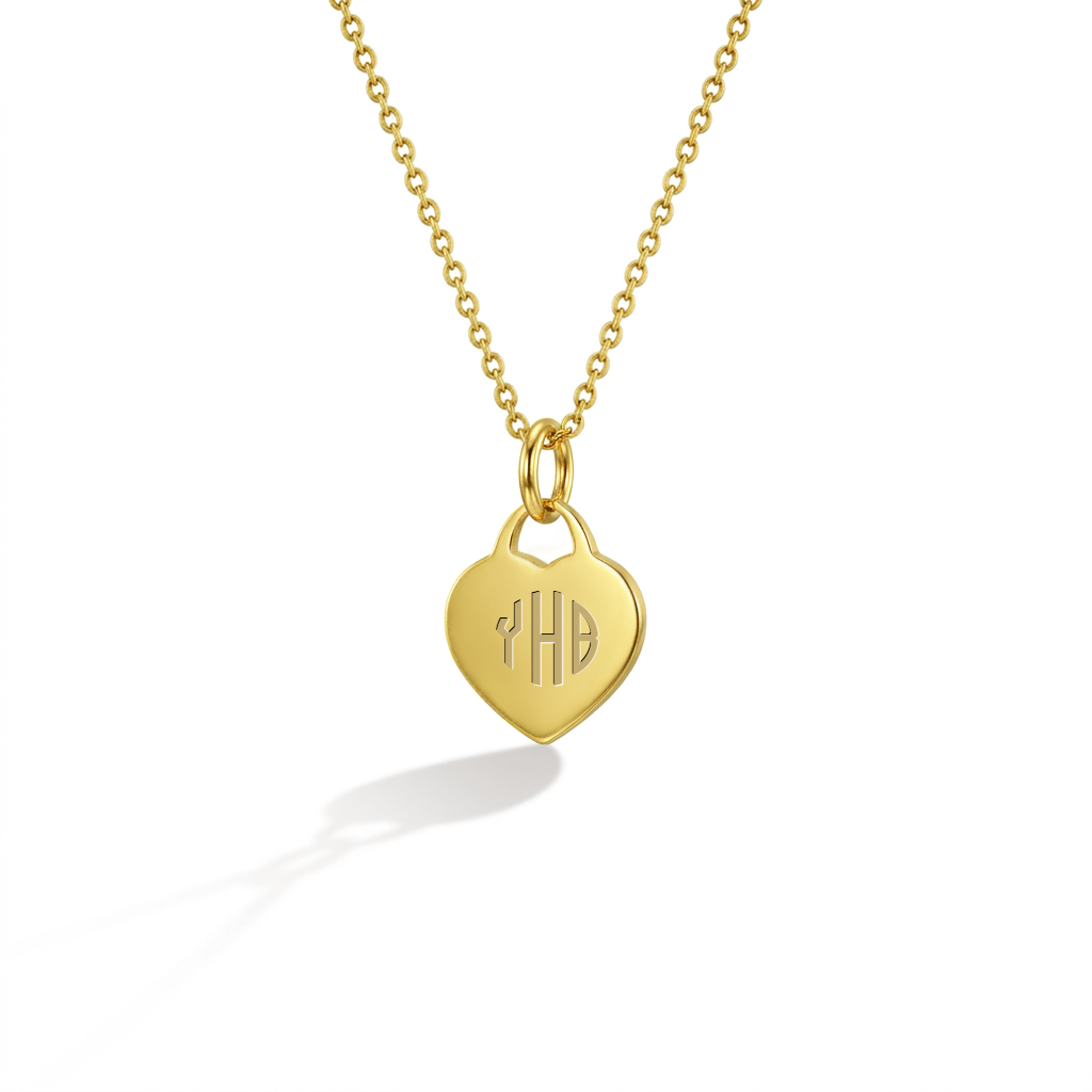 14k Gold Engravable Heart Tag ID Kids / Girls Pendant