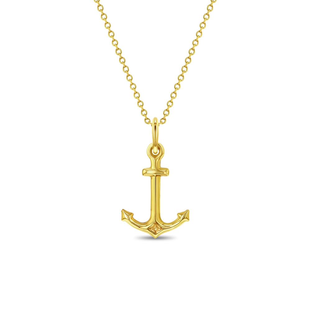 14k Gold Small Polished Nautical Anchor Kids / Children's / Girls Pendant/Necklace