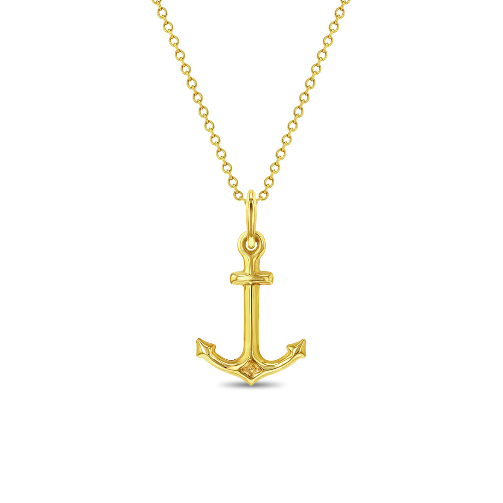 14k Gold Small Polished Nautical Anchor Kids Children's Girls Pendant/Necklace