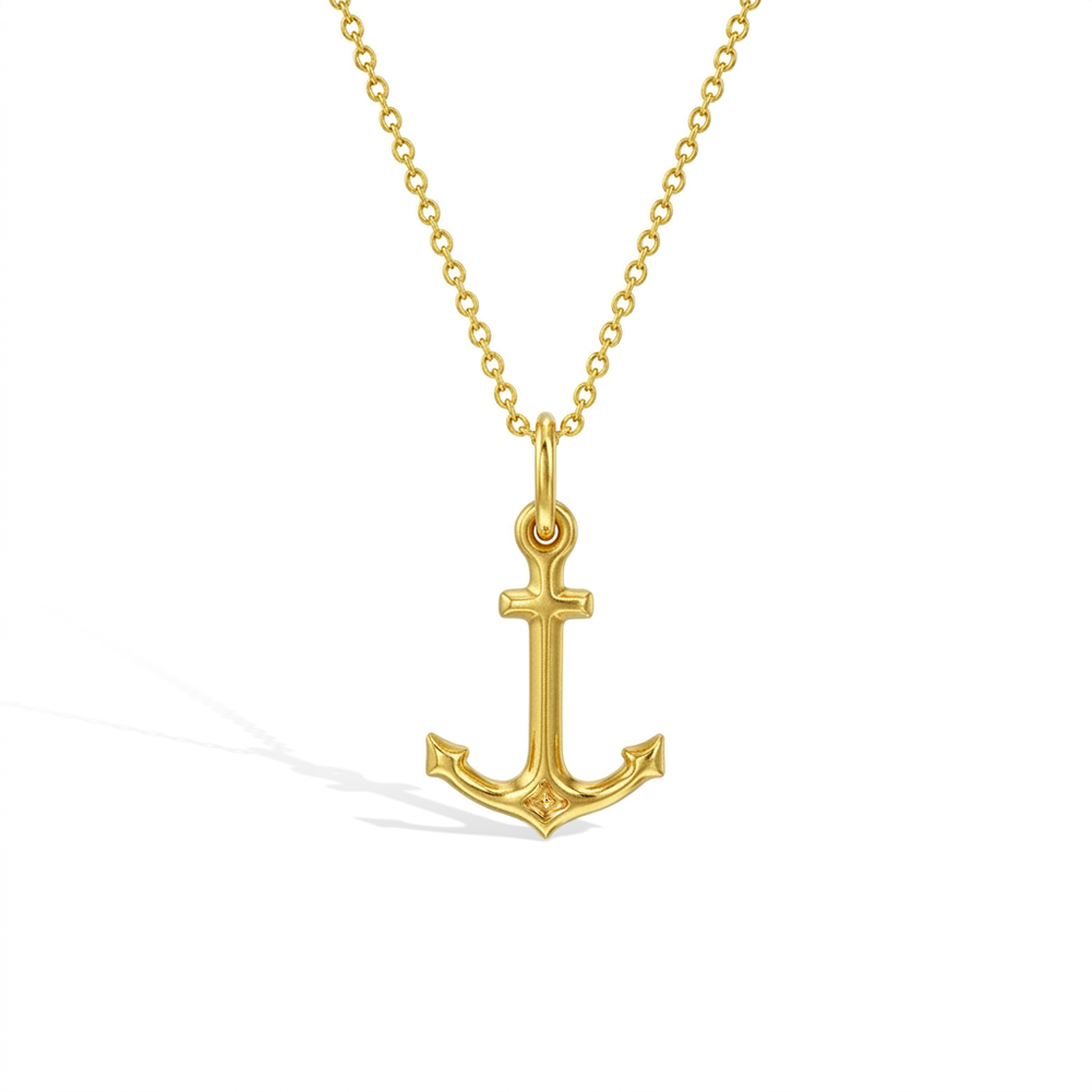 14k Gold Small Polished Nautical Anchor Kids / Children's / Girls Pendant