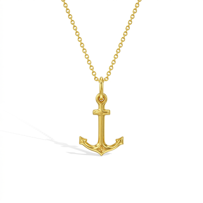 14k Gold Small Polished Nautical Anchor Kids / Children's / Girls Pendant