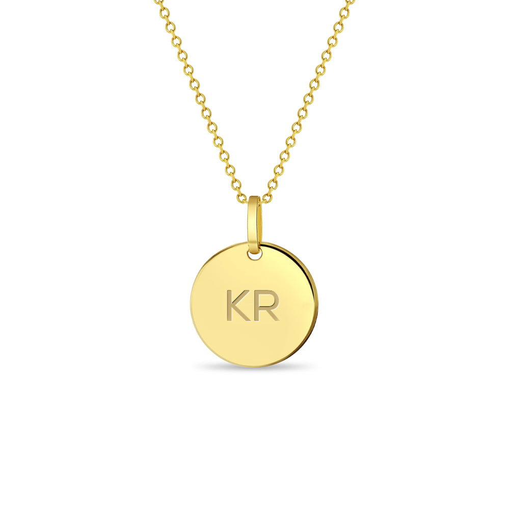 14k Gold Engraved Medal Women Pendant