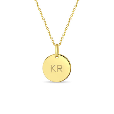 14k Gold Engraved Medal Women Pendant