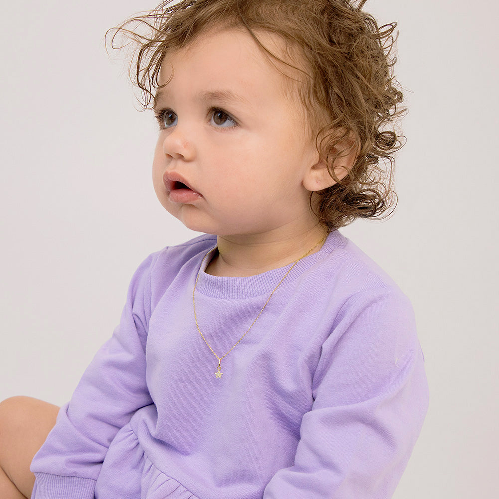 14k Gold Tiny CZ Encrusted Star Clear Kids / Children's / Girls for Charm Bracelet