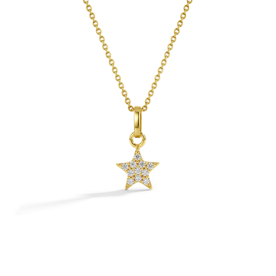 14k Gold Tiny CZ Encrusted Star Clear Baby / Toddler / Kids Pendant