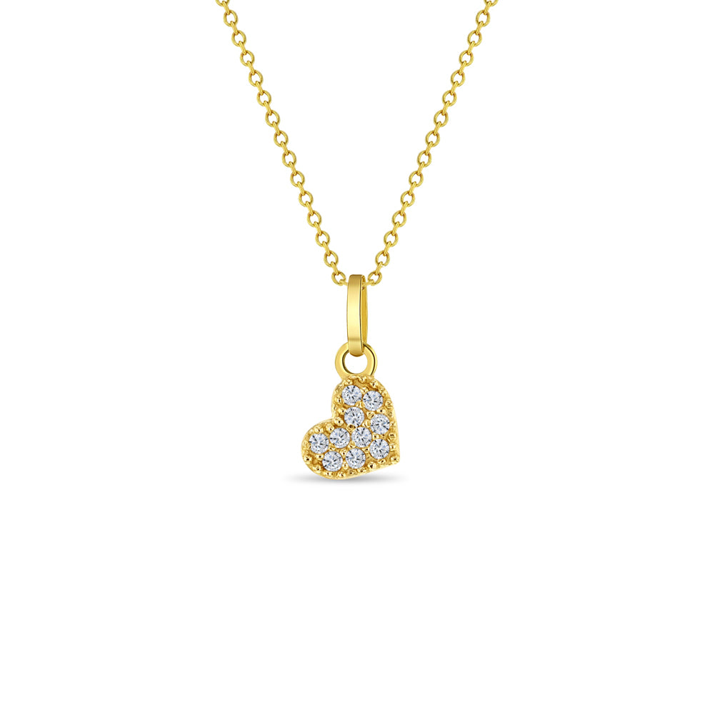 14k Gold Pave Heart Women's Pendant