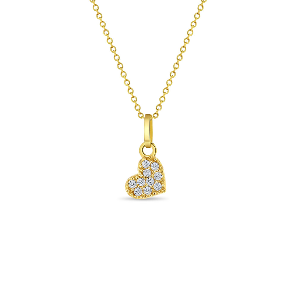 14k Gold Pave Heart Women's Pendant/Necklace