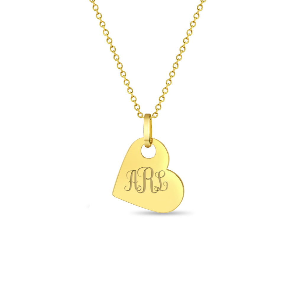 14k Gold Engraved Tilted Heart Women's Pendant