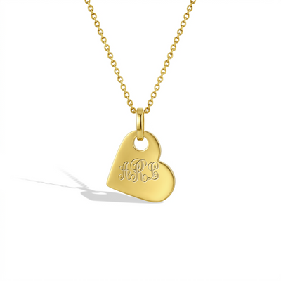 14k Gold Engraved Tilted Heart Women's Pendant