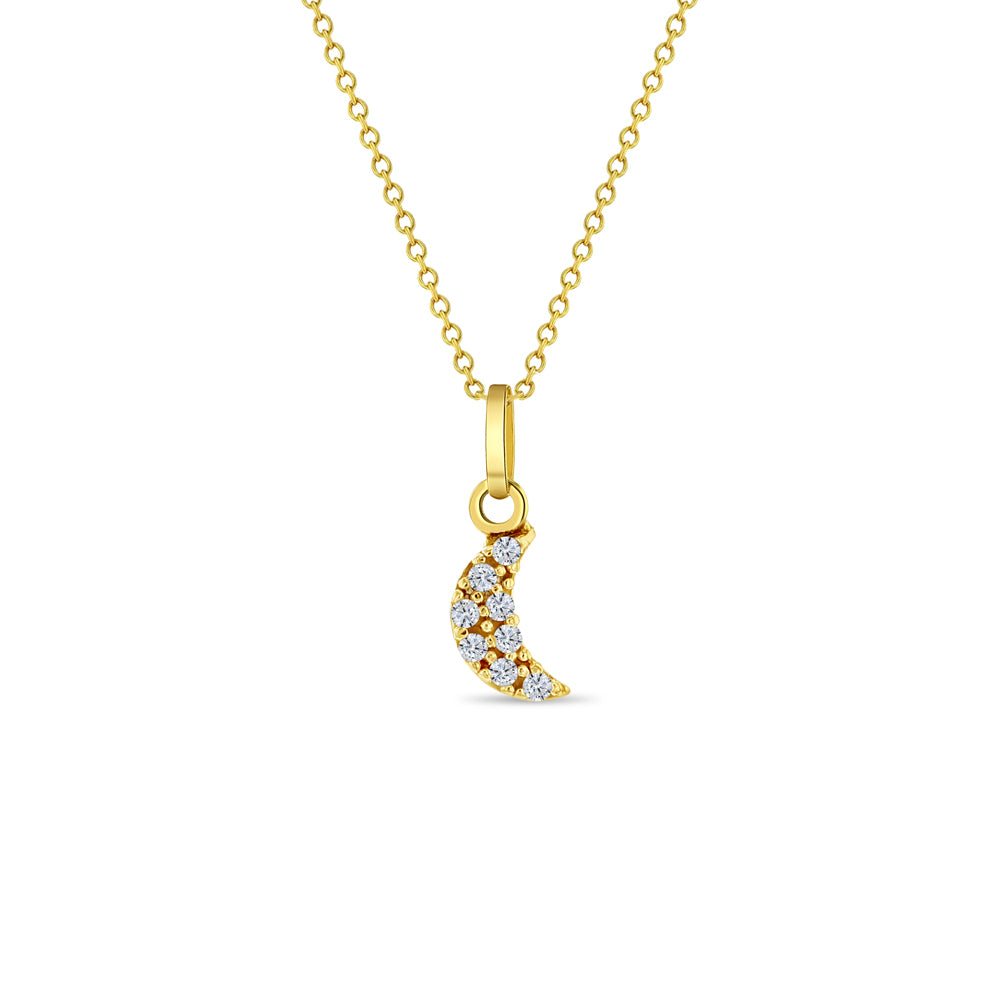 14k Gold Pave Moon Women's Pendant/Necklace