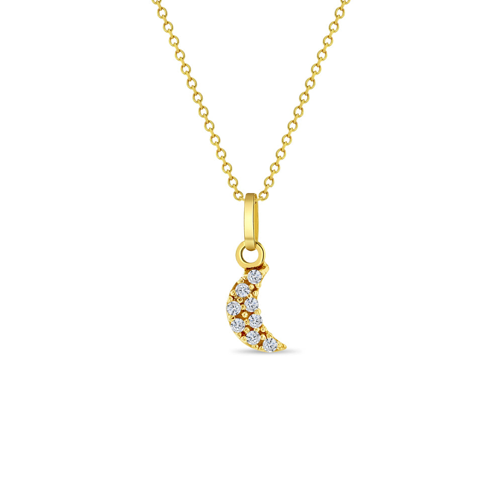 14k Gold Pave Moon Women's Pendant