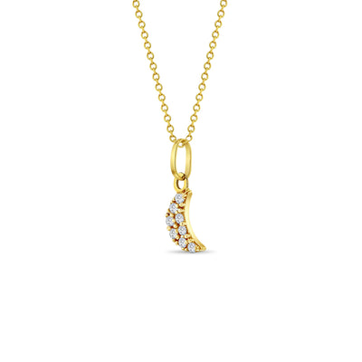 14k Gold Tiny CZ Encrusted Moon Baby / Toddler / Kids Pendant/Necklace