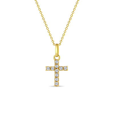 18k Gold Clear CZ Cross Baby / Toddler / Kids Pendant/Necklace