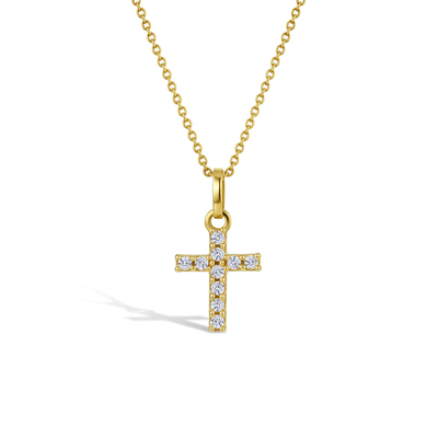 14k Gold Clear CZ Cross Baby / Toddler / Kids Pendant