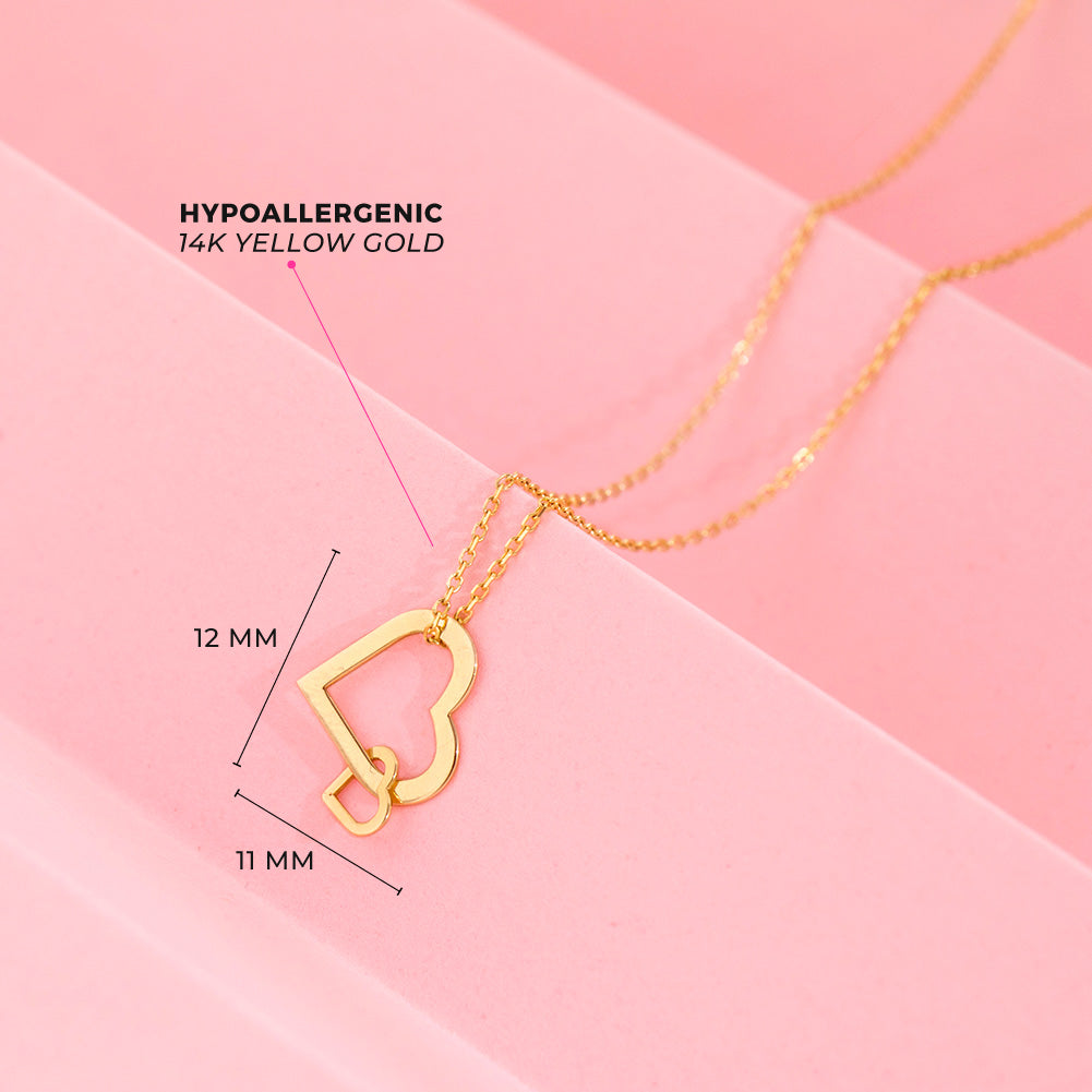 14k Gold Classic Heart Outline Kids / Children's / Girls Pendant/Necklace