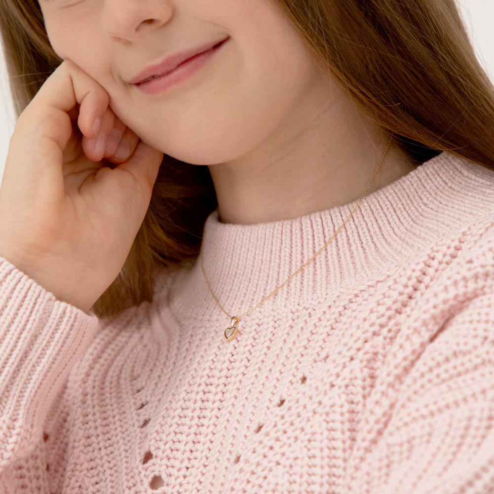 14k Gold Mother of Pearl Heart Charm