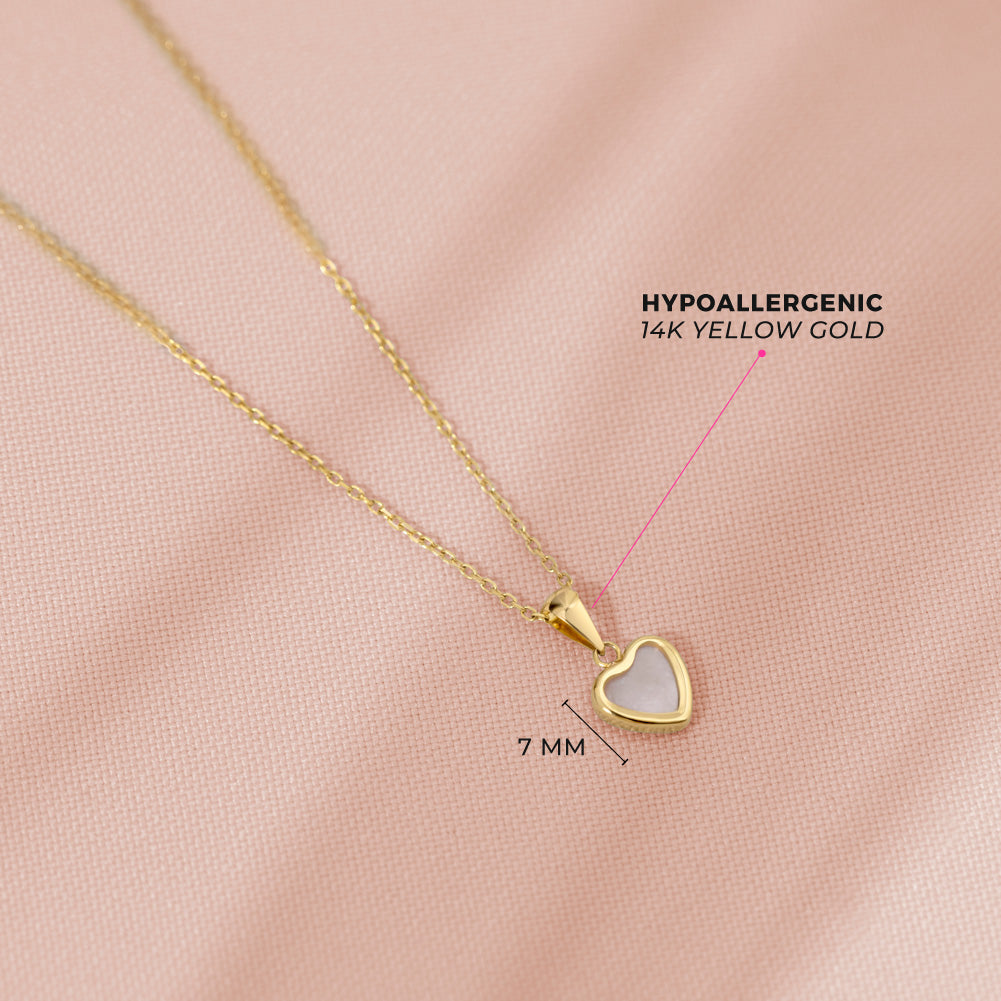 14k Gold Mother of Pearl Heart Baby / Toddler / Kids Pendant/Necklace