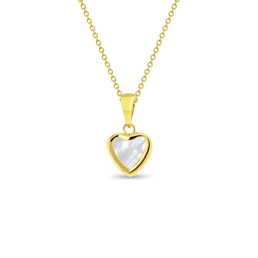 14k Gold Mother of Pearl Heart Baby / Toddler / Kids Pendant/Necklace