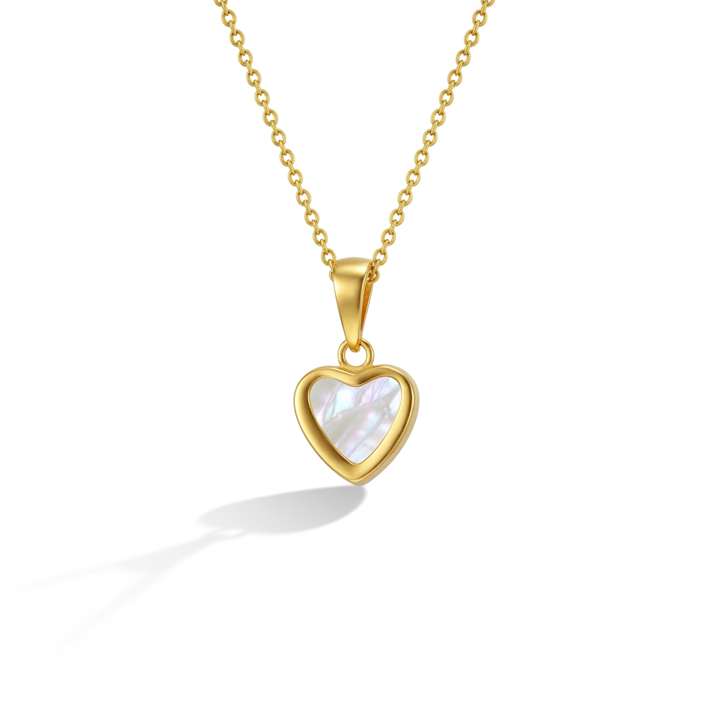 14k Gold Mother of Pearl Heart Baby / Toddler / Kids Pendant